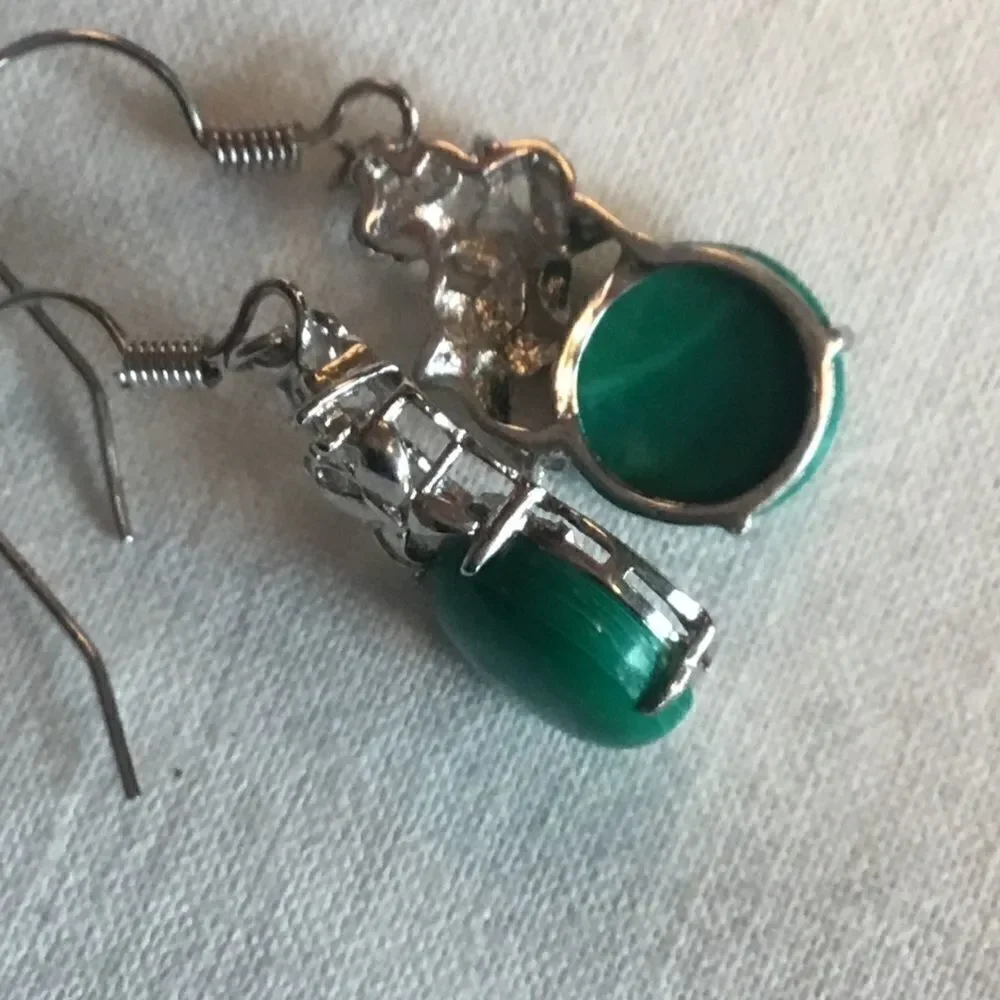 NWOT. Sterling Silver Malachite Type Earrings